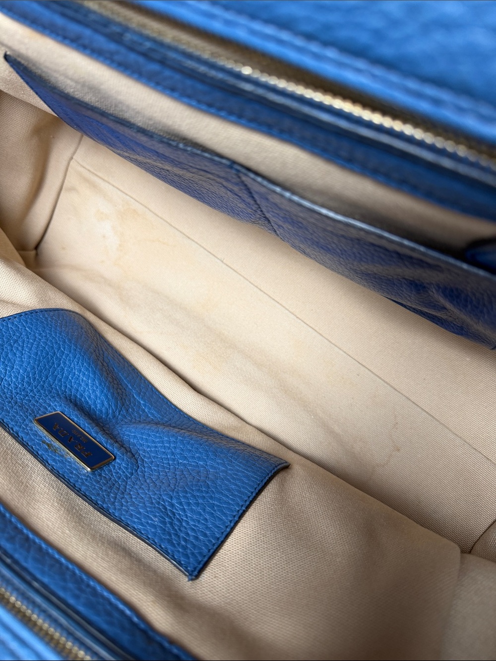 Prada Blue Pebbled Leather Two-Way Satchel Shoulder Bag - Picture 9 of 14